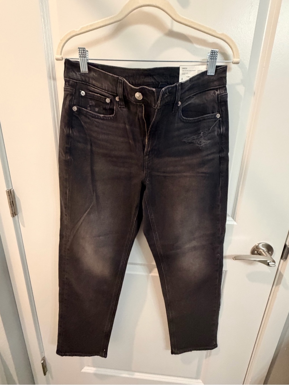 American Eagle Outfitters Women's Straight Leg Jeans - Washed Black